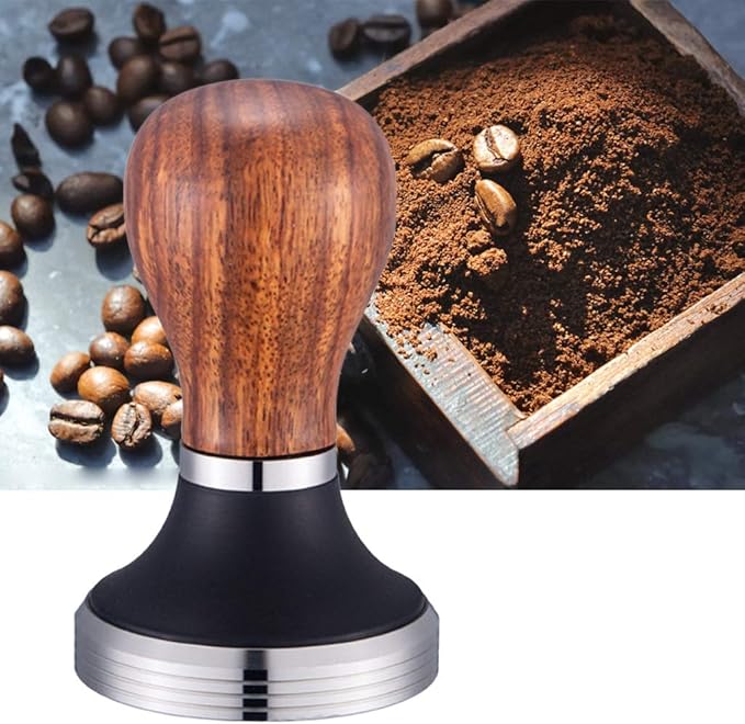 COFFEE TAMPER -ROSE WOOD HANDLE & SS BASE 58MM TP7