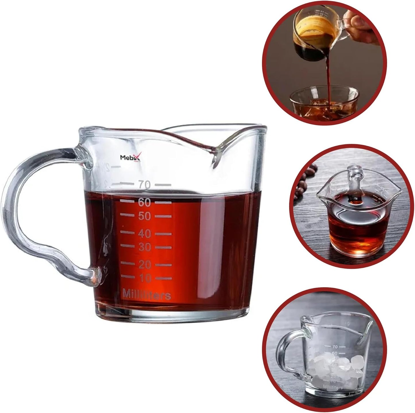 SHOT GLASS WITH HANDLE & DOUBLE SPOUT-2.4 OZ