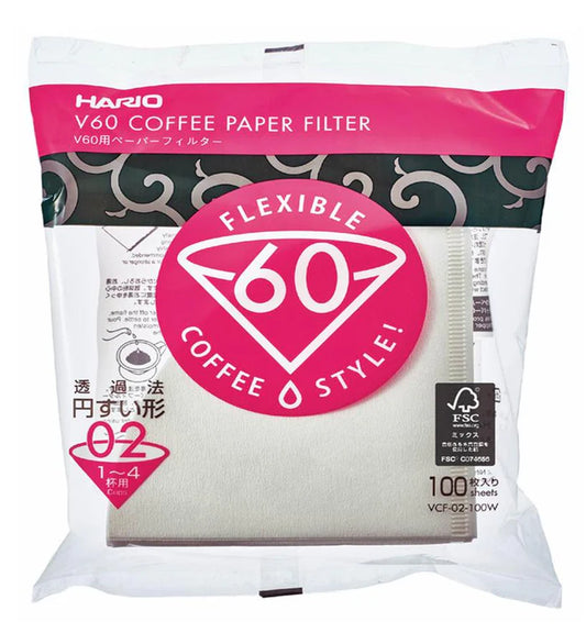Hario V60 Coffee Paper Filter 02 - 100 Pack